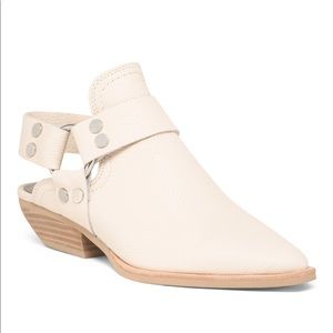 Dolce Vita Leather pointed toe open back booties.